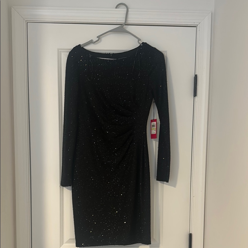 Vince Camuto Black Long Sleeve Dress with Sparkle